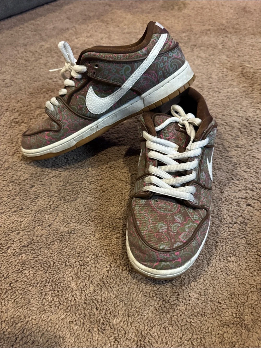 Nike Kids Paisley Brown Skate Sneakers with White Swoosh